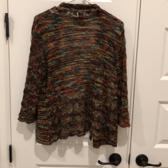 United States Sweaters  Multi  Colored Print Knit Open Cardigan Sweater Medium - Picture 6 of 12
